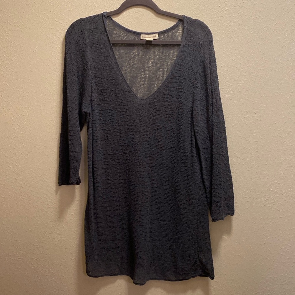 Coldwater Creek tunic length gray sweater, size extra large.
